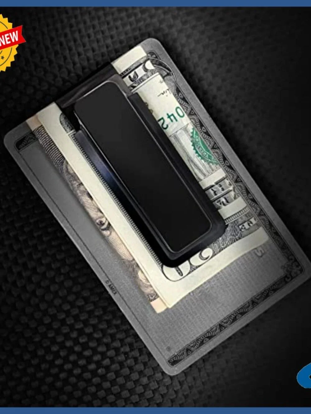 Slim Aluminum Money Clip with Credit Card Holder - Minimalist Wallet Alternative
